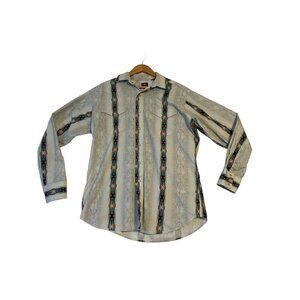 Vintage Panhandle Slim Western Shirt Snap L 90s Aztec Mens Long Sleeve